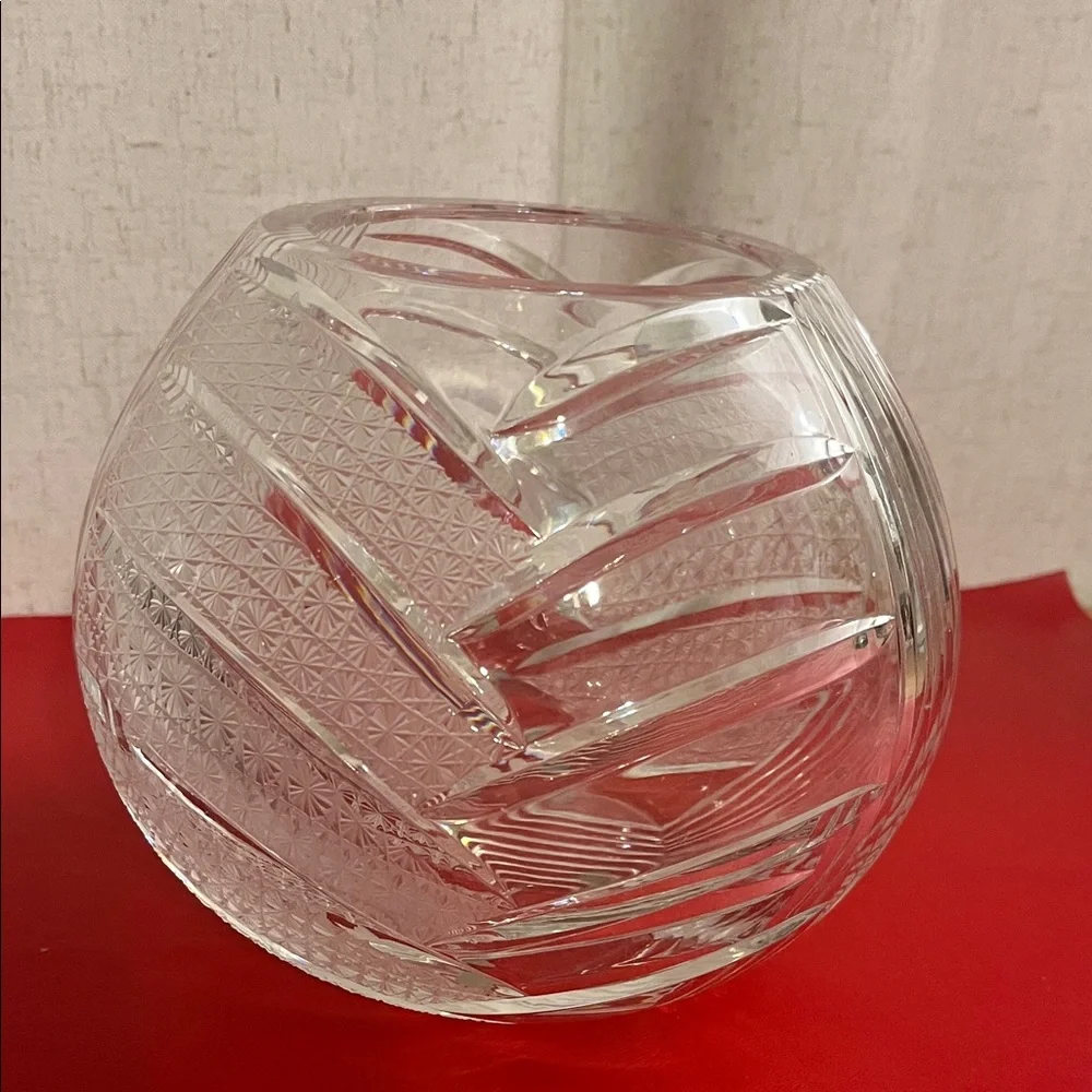 Very RARE 19th Century Large Crystal Vase 5.75”H 6.5”D